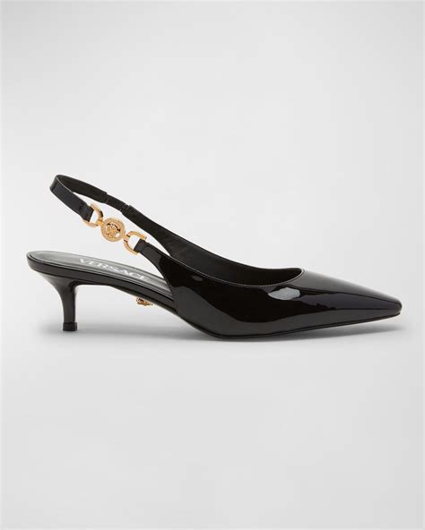 versace kitten heel leathrr pumps|Versace Medusa Patent Kitten.